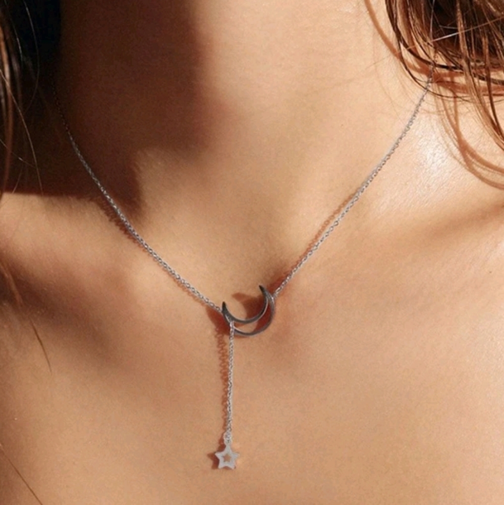 Cresent Moon Lariat Necklace
